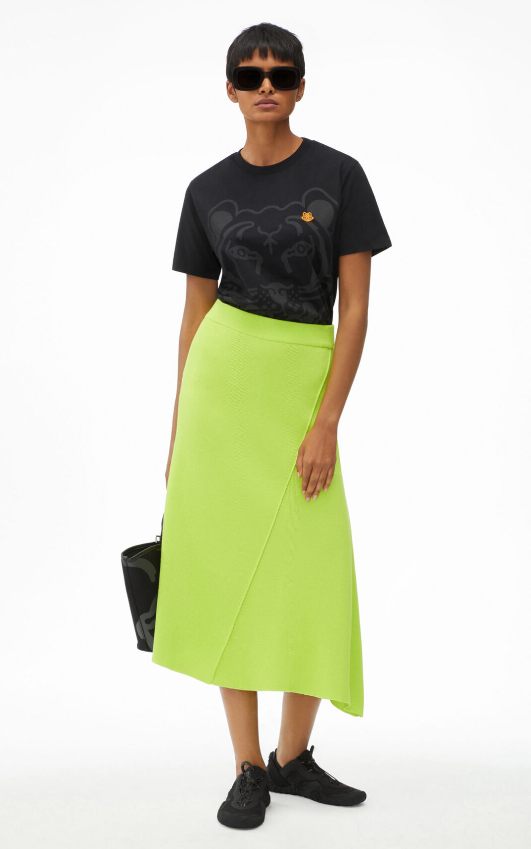 Saia Kenzo Asymmetrical Midi Feminino - Luz Verdes | 279FTMLOX